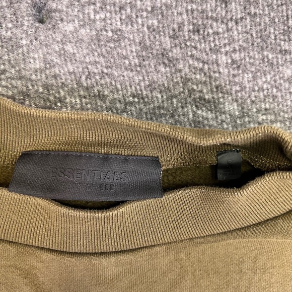 Fear of God Essentials Crewneck Sweatshirt Men S Military Green Pockets Pullover - Picture 5 of 16